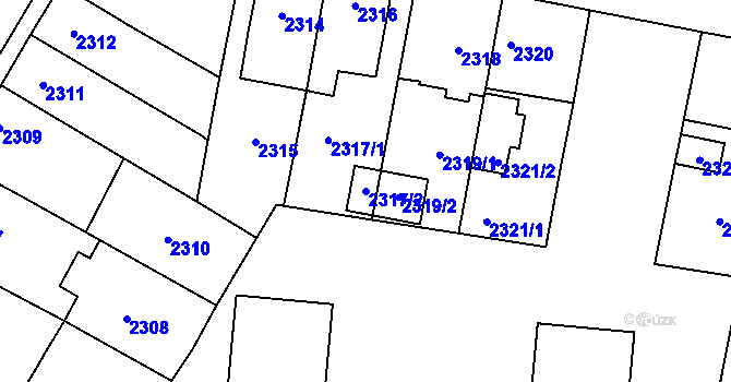 Parcela st. 2317/2 v KÚ České Budějovice 7, Katastrální mapa