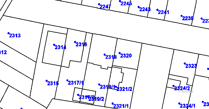 Parcela st. 2318 v KÚ České Budějovice 7, Katastrální mapa