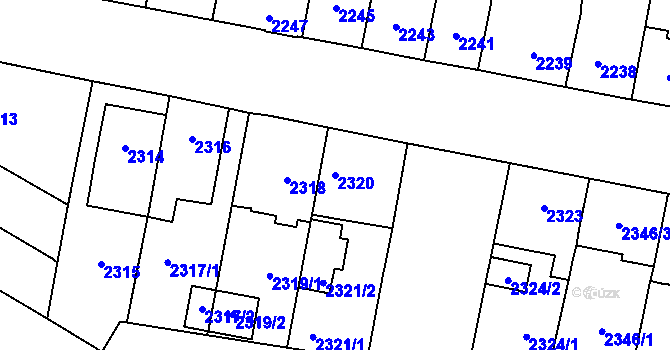 Parcela st. 2320 v KÚ České Budějovice 7, Katastrální mapa