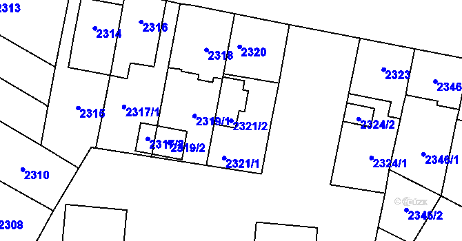 Parcela st. 2321/2 v KÚ České Budějovice 7, Katastrální mapa