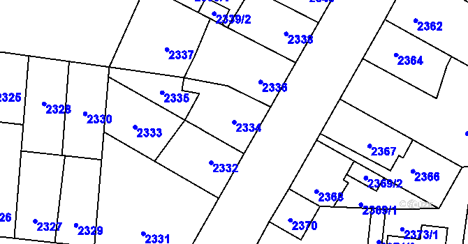 Parcela st. 2334 v KÚ České Budějovice 7, Katastrální mapa