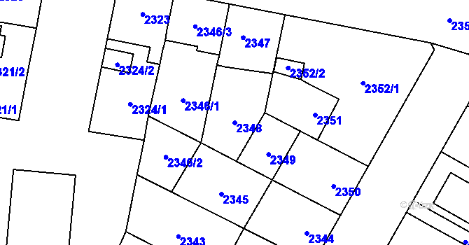 Parcela st. 2348 v KÚ České Budějovice 7, Katastrální mapa