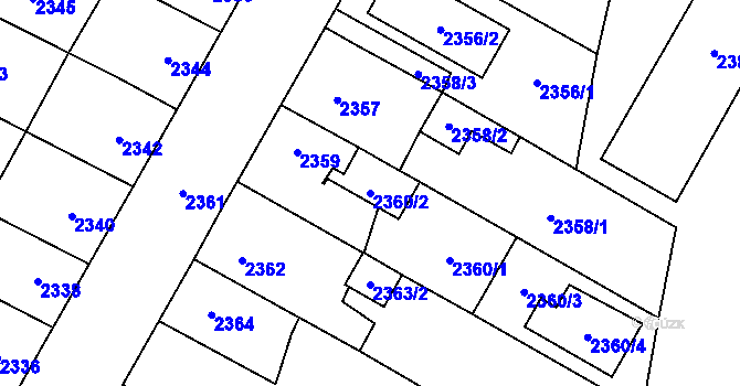 Parcela st. 2360/2 v KÚ České Budějovice 7, Katastrální mapa