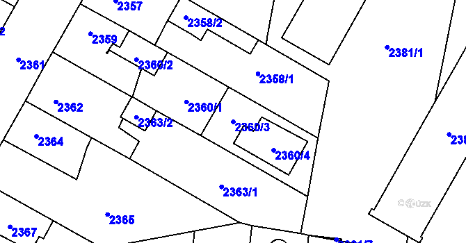 Parcela st. 2360/3 v KÚ České Budějovice 7, Katastrální mapa
