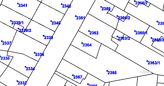 Parcela st. 2364 v KÚ České Budějovice 7, Katastrální mapa