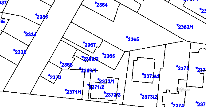 Parcela st. 2366 v KÚ České Budějovice 7, Katastrální mapa