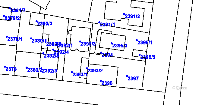 Parcela st. 2394 v KÚ České Budějovice 7, Katastrální mapa