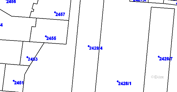 Parcela st. 2428/4 v KÚ České Budějovice 7, Katastrální mapa