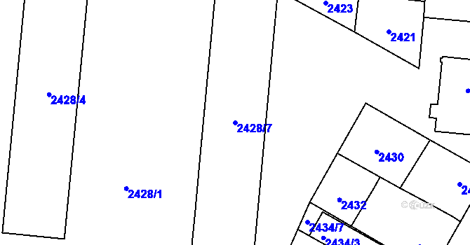 Parcela st. 2428/7 v KÚ České Budějovice 7, Katastrální mapa