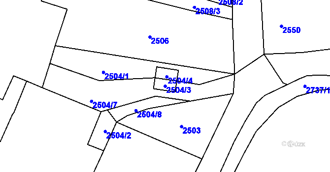 Parcela st. 2504/3 v KÚ České Budějovice 7, Katastrální mapa