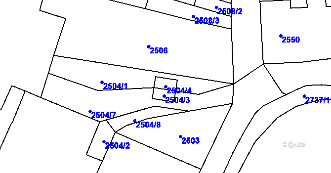 Parcela st. 2504/4 v KÚ České Budějovice 7, Katastrální mapa