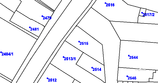 Parcela st. 2515 v KÚ České Budějovice 7, Katastrální mapa