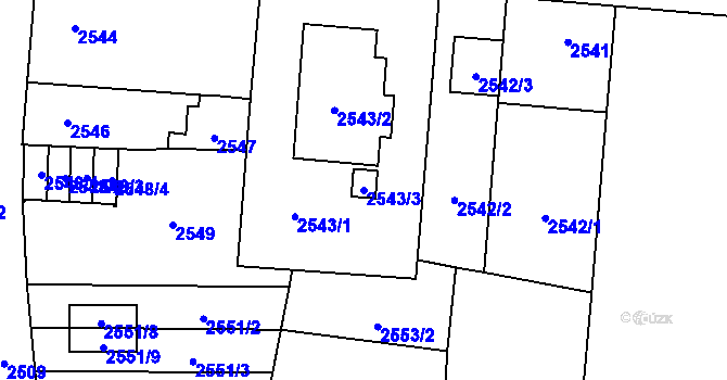 Parcela st. 2543/3 v KÚ České Budějovice 7, Katastrální mapa