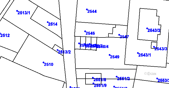 Parcela st. 2548/2 v KÚ České Budějovice 7, Katastrální mapa