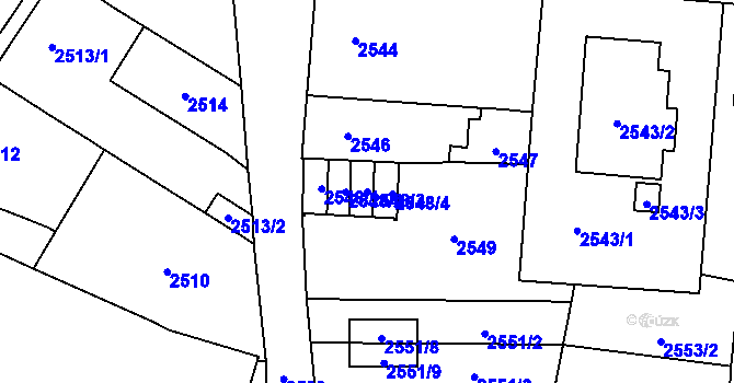 Parcela st. 2548/3 v KÚ České Budějovice 7, Katastrální mapa