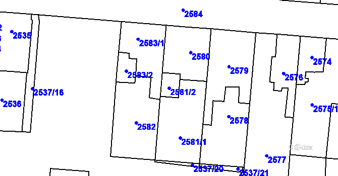 Parcela st. 2581/2 v KÚ České Budějovice 7, Katastrální mapa