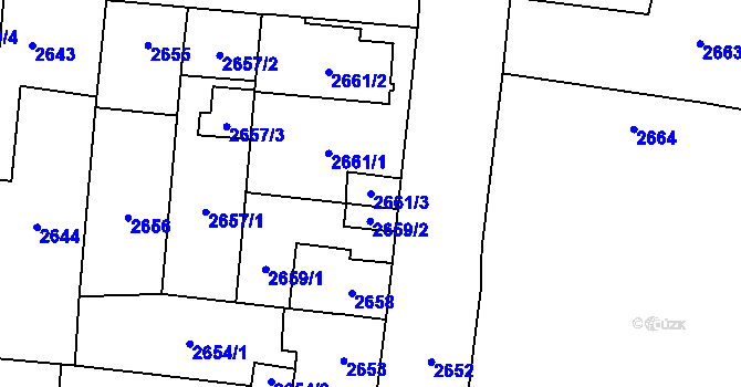 Parcela st. 2661/3 v KÚ České Budějovice 7, Katastrální mapa