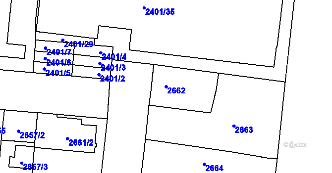 Parcela st. 2662 v KÚ České Budějovice 7, Katastrální mapa