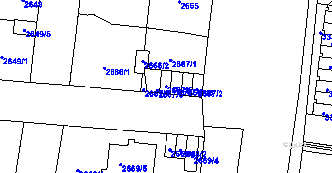 Parcela st. 2667/5 v KÚ České Budějovice 7, Katastrální mapa