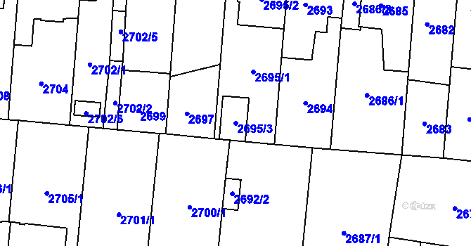 Parcela st. 2695/3 v KÚ České Budějovice 7, Katastrální mapa