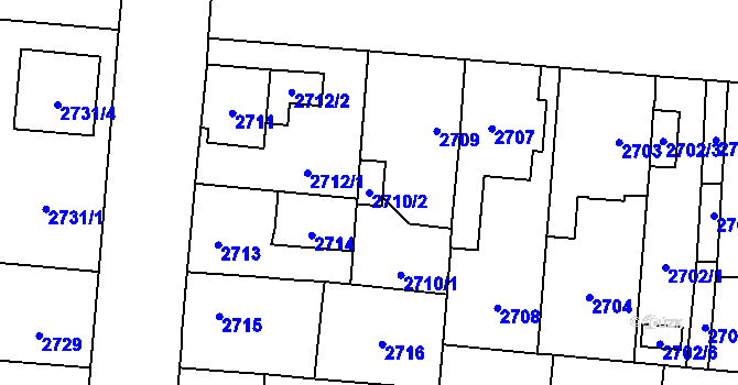 Parcela st. 2710/2 v KÚ České Budějovice 7, Katastrální mapa