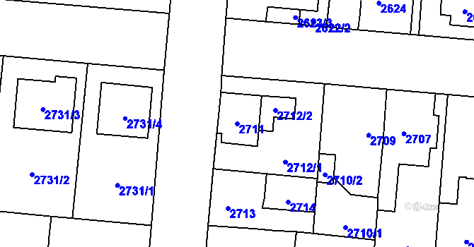 Parcela st. 2711 v KÚ České Budějovice 7, Katastrální mapa