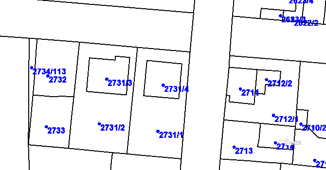 Parcela st. 2731/4 v KÚ České Budějovice 7, Katastrální mapa