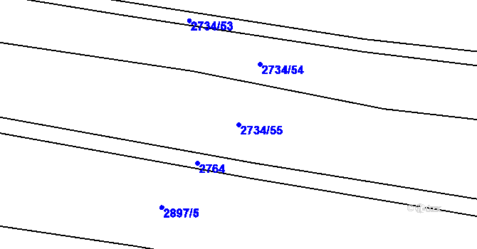Parcela st. 2734/55 v KÚ České Budějovice 7, Katastrální mapa