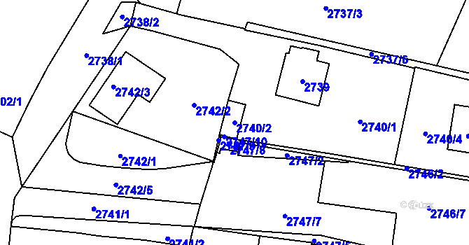 Parcela st. 2740/2 v KÚ České Budějovice 7, Katastrální mapa