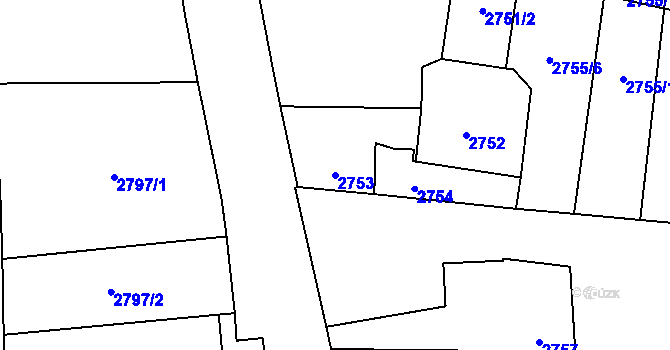 Parcela st. 2753 v KÚ České Budějovice 7, Katastrální mapa