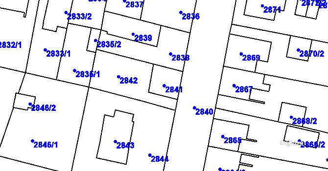 Parcela st. 2841 v KÚ České Budějovice 7, Katastrální mapa