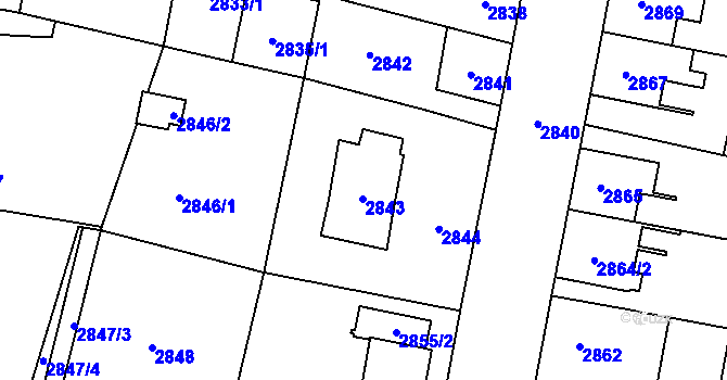Parcela st. 2843 v KÚ České Budějovice 7, Katastrální mapa