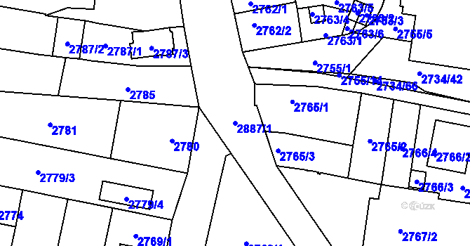 Parcela st. 2887/1 v KÚ České Budějovice 7, Katastrální mapa