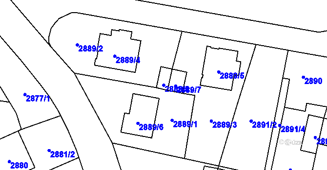 Parcela st. 2889/8 v KÚ České Budějovice 7, Katastrální mapa