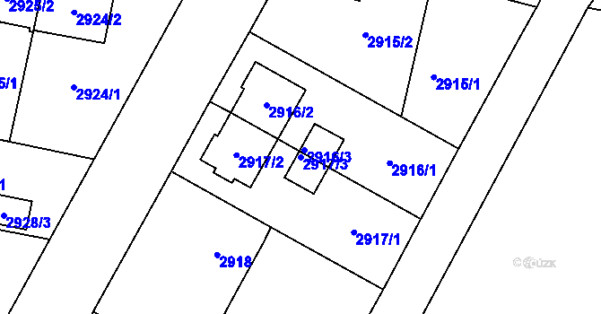 Parcela st. 2917/3 v KÚ České Budějovice 7, Katastrální mapa