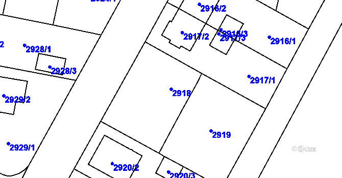Parcela st. 2918 v KÚ České Budějovice 7, Katastrální mapa
