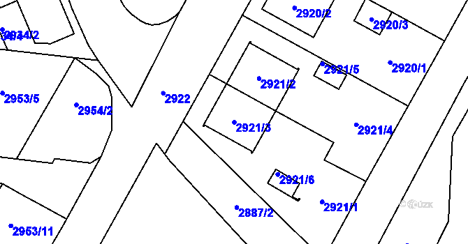Parcela st. 2921/3 v KÚ České Budějovice 7, Katastrální mapa