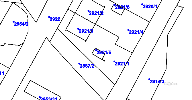 Parcela st. 2921/6 v KÚ České Budějovice 7, Katastrální mapa