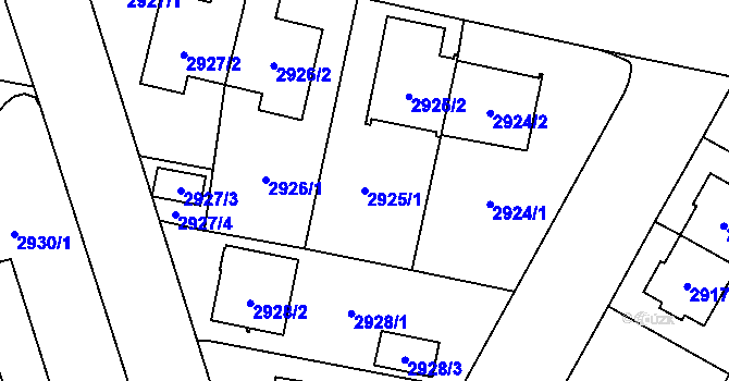 Parcela st. 2925/1 v KÚ České Budějovice 7, Katastrální mapa