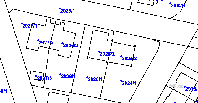 Parcela st. 2925/2 v KÚ České Budějovice 7, Katastrální mapa