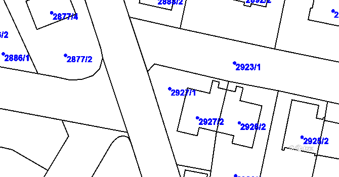 Parcela st. 2927/1 v KÚ České Budějovice 7, Katastrální mapa