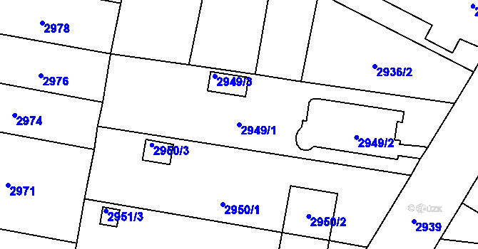 Parcela st. 2949/1 v KÚ České Budějovice 7, Katastrální mapa