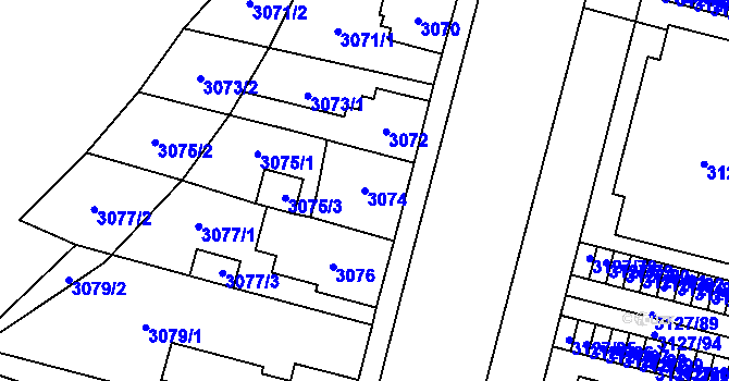 Parcela st. 3074 v KÚ České Budějovice 7, Katastrální mapa