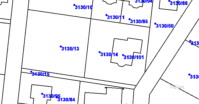 Parcela st. 3130/14 v KÚ České Budějovice 7, Katastrální mapa