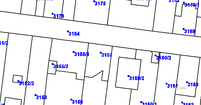 Parcela st. 3157 v KÚ České Budějovice 7, Katastrální mapa