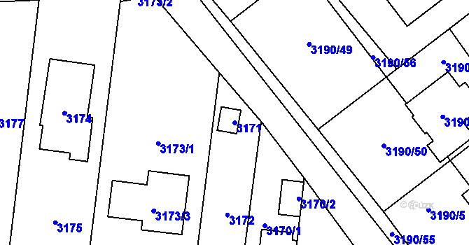 Parcela st. 3171 v KÚ České Budějovice 7, Katastrální mapa