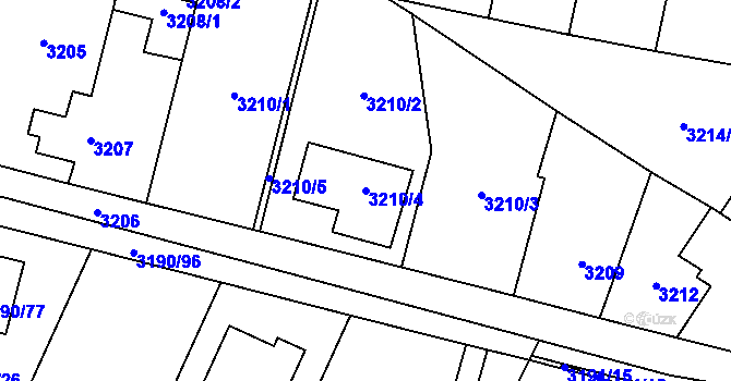 Parcela st. 3210/4 v KÚ České Budějovice 7, Katastrální mapa