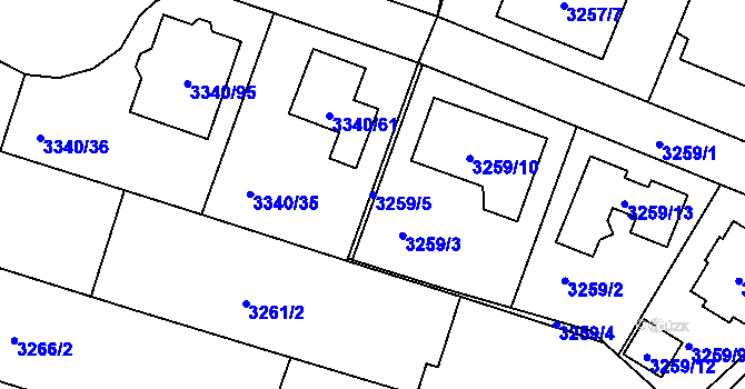 Parcela st. 3259/5 v KÚ České Budějovice 7, Katastrální mapa