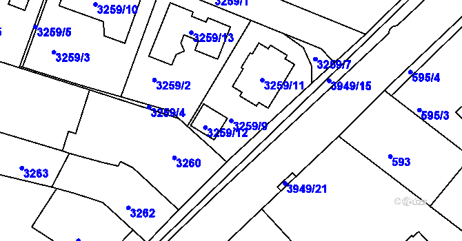 Parcela st. 3259/9 v KÚ České Budějovice 7, Katastrální mapa