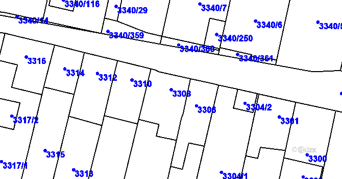 Parcela st. 3308 v KÚ České Budějovice 7, Katastrální mapa